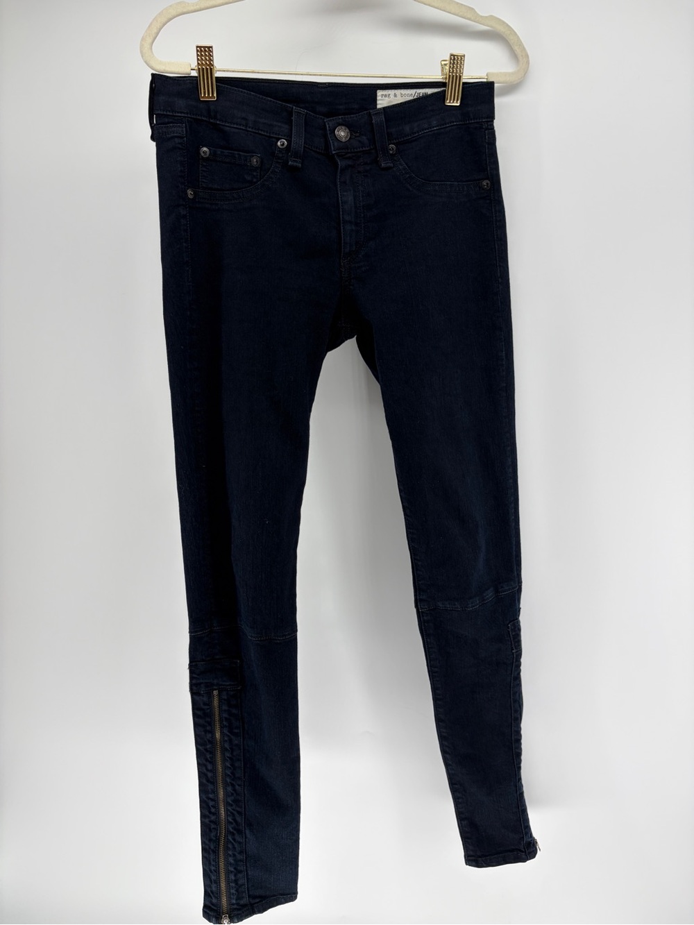 Rag & Bone Side Ankle ZipperJegging Dark Indigo Wash Sz 28